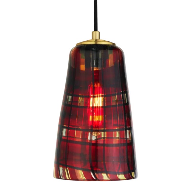 Tartan Pendant in Red in Brass For Sale