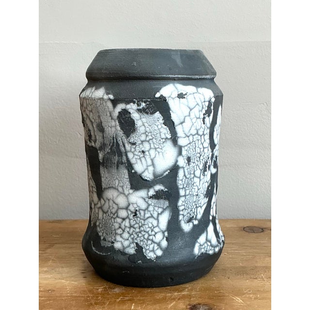 Vintage Original Raku Fired Pottery Vase For Sale - Image 9 of 12