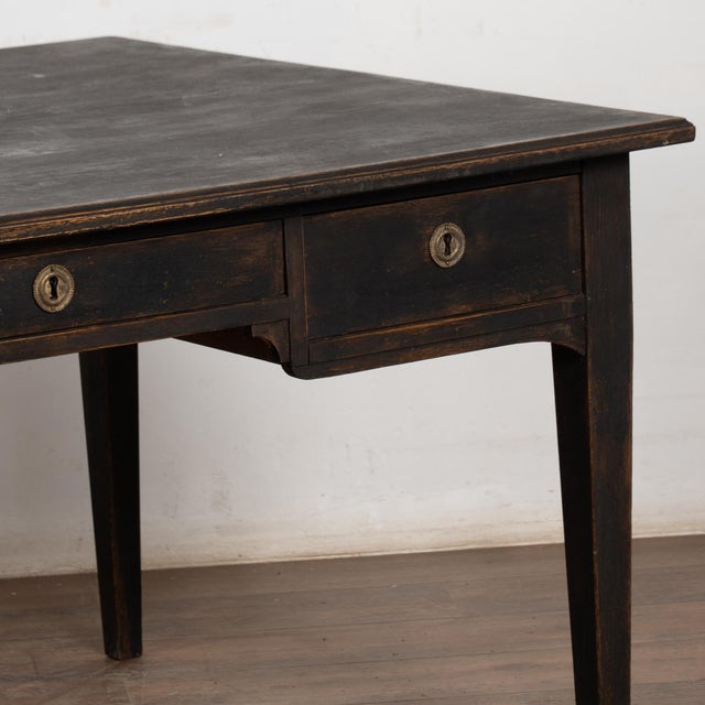 19th Century Swedish Black Painted Pine Partner’s Desk For Sale - Image 11 of 14