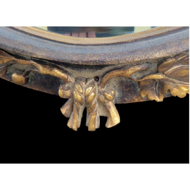 Traditional Vintage Round Fruit Tassel Black Gold Wall Mirror For Sale - Image 3 of 9