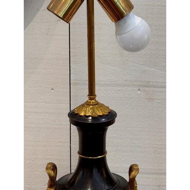Pair of Empire Style Patinated Bronze Urn Lamps For Sale - Image 13 of 14