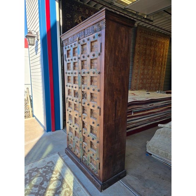 2000 - 2009 Reclaimed Wood Cabinet With Checked Style Antique Slab Doors For Sale - Image 5 of 6
