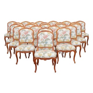 Large Set 24 Antique French Louis XV Style Dining Chairs For Sale