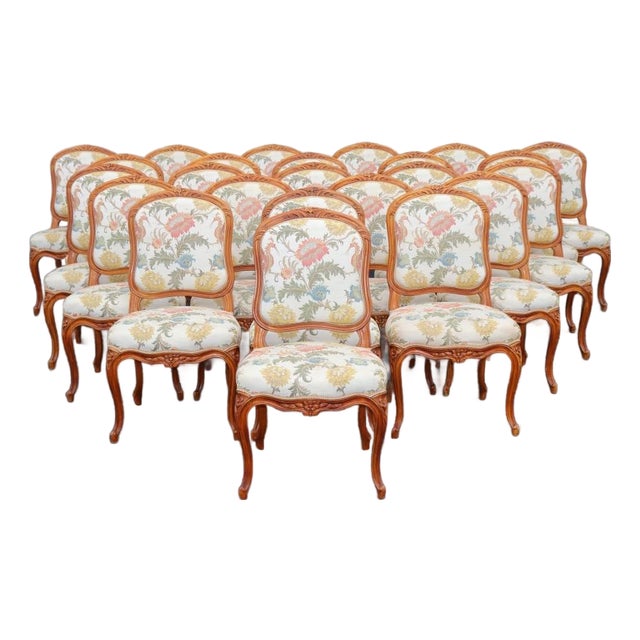 Large Set 24 Antique French Louis XV Style Dining Chairs For Sale