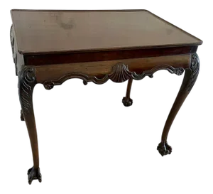 Antique George III Carved Mahogany Irish Silver Table, 1820s