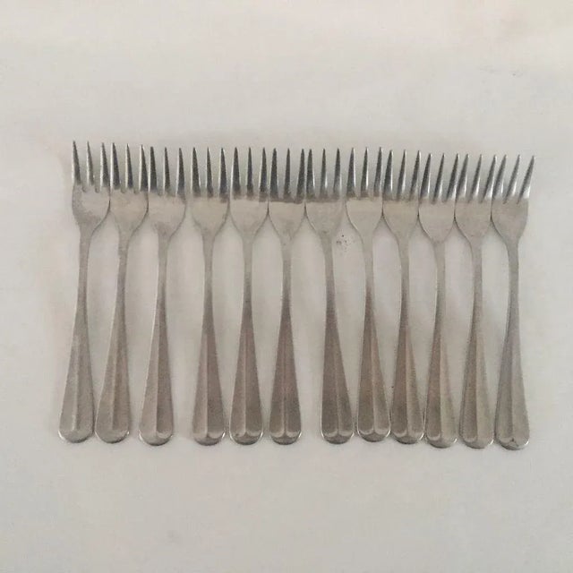 F.B. Rogers Silver Co. Vintage Stainless Steel Cocktail Forks - Set of 12 For Sale - Image 4 of 4