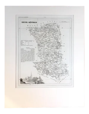 19th C. Map of Deux Sevres, France, "Petit Atlas..." 1833