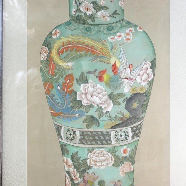 Set of Framed Four Chinese Paintings of Vases Hand-Painted Decorative Wall Art For Sale - Image 15 of 18