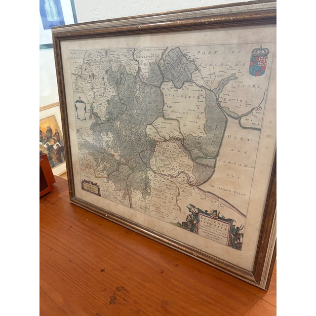 Original 17th-century engraved map by Dutch cartographer Joan Blaeu depicting the Fenlands and surrounding counties of...