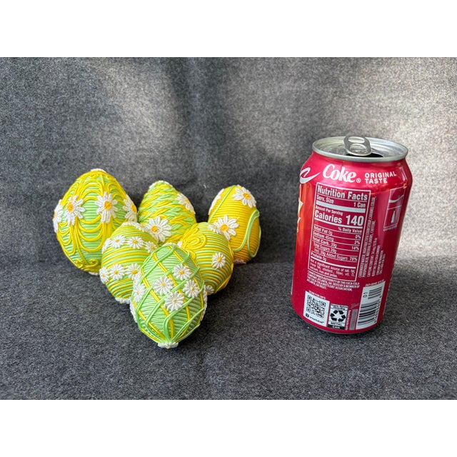 Vintage Handmade Collection of Trim Covered Easter Eggs Set of 6 For Sale - Image 13 of 15
