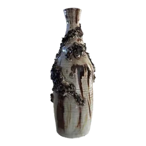 1970s Artisan Brutalist Style Pottery Vase Signed