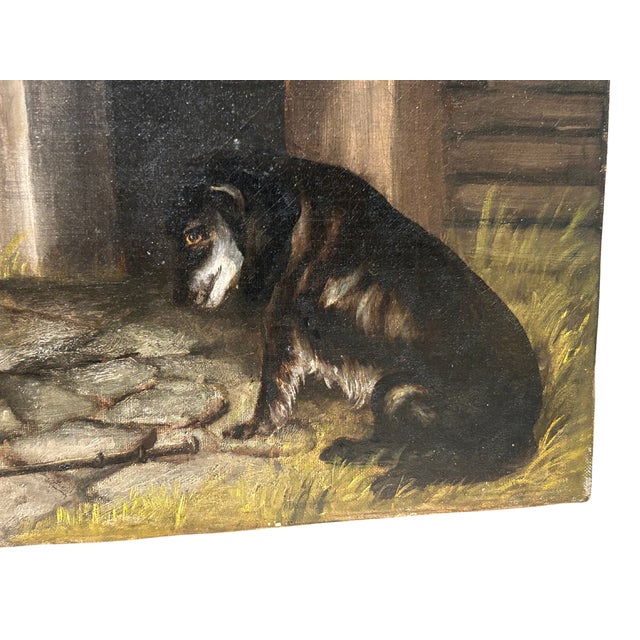 19th C Oil on Canvas, Horse and Dog Hovel For Sale - Image 4 of 8