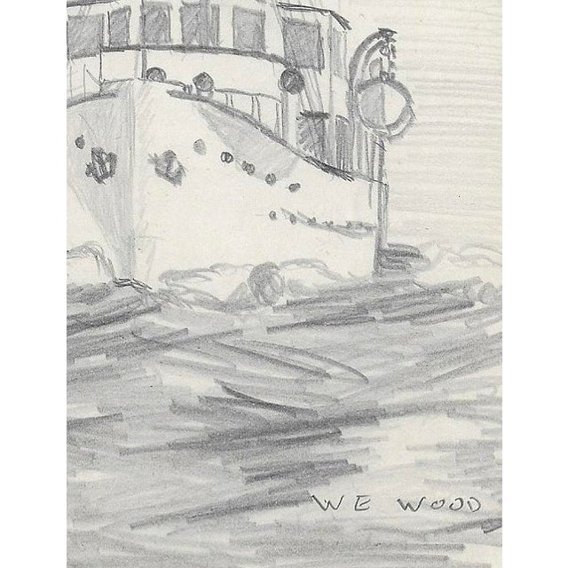 1943 drawing on paper by Devon, UK artist William E. Wood. Signed lower right. Combined shipping available, please inquire.