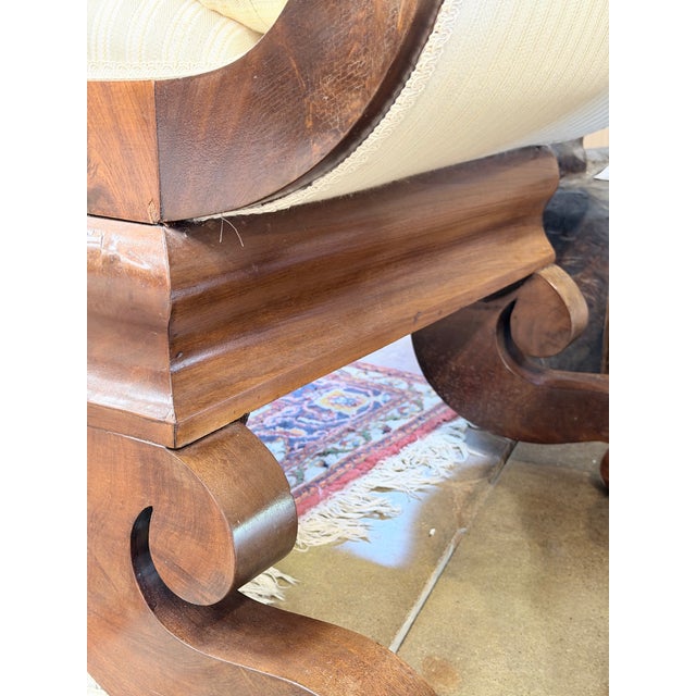Circa 1830 American Empire Flame Mahogany Scroll Arm Sofa For Sale - Image 10 of 11