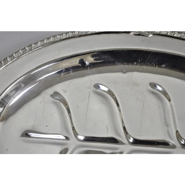 Vintage English Sheffield Silver Plated Meat Cutlery Oval Serving Platter Tray For Sale - Image 9 of 13