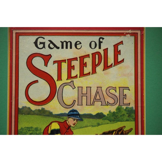 Fabulous original c1917 Milton Bradley 'Game of Steeple Chase' custom two- sided/ red chrome framed! Image Sz: 13 7/8"H x...