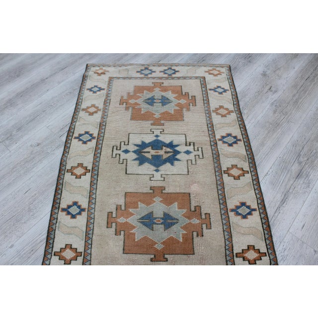 Beige 1960s Modern Handmade Runner Rug - 34"x87" For Sale - Image 8 of 12