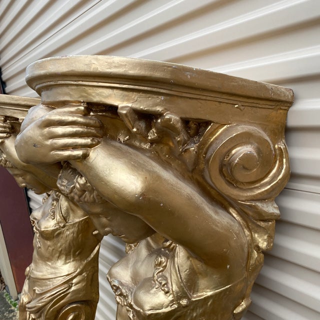 1970s Oversized Gold Lady Sconces For Sale - Image 4 of 5
