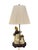 Staffordshire Antique English Staffordshire Pottery Dog & Girl / Lady Figural Lamp With Ivory Silk String Shade. For Sale - Image 4 of 9