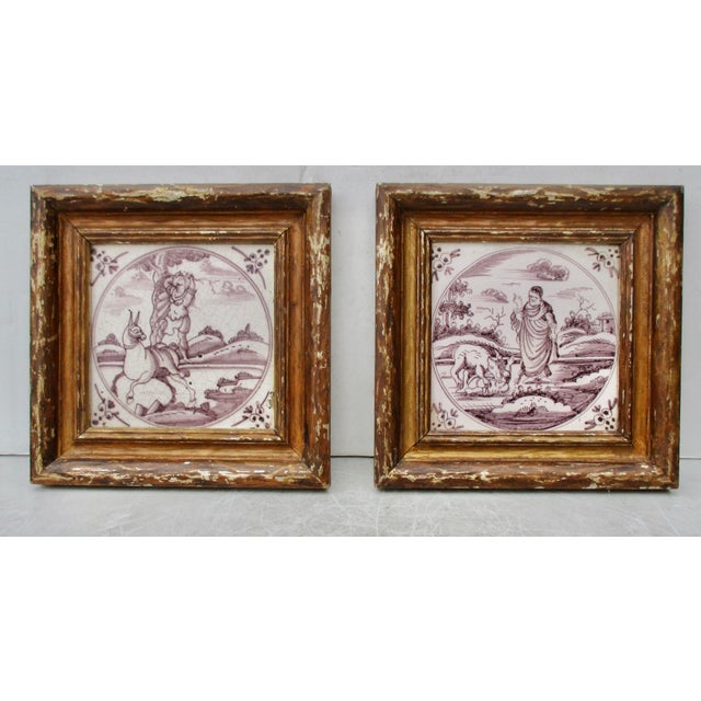 Mid 18th Century Delft Tiles Circa 1750s --a Pair of 2 For Sale - Image 5 of 8