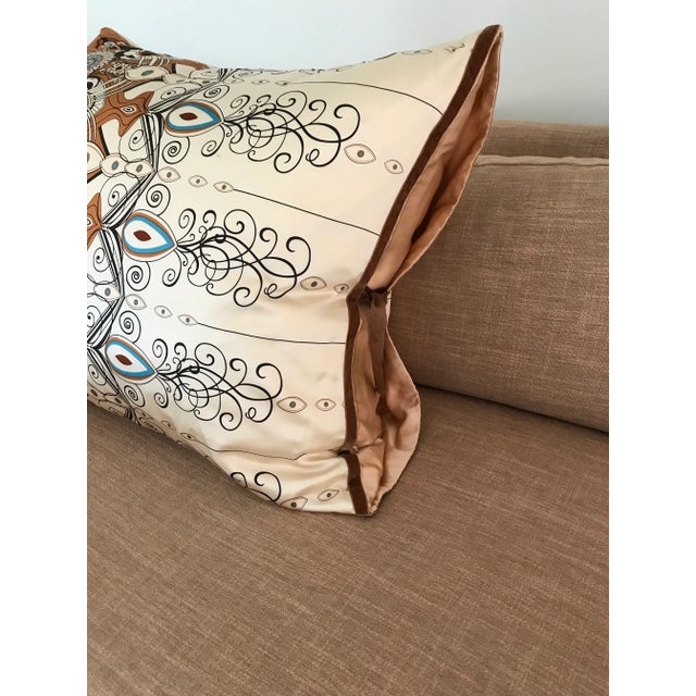 Contemporary Silk Pillow With Art Nouveau Motif For Sale - Image 3 of 6