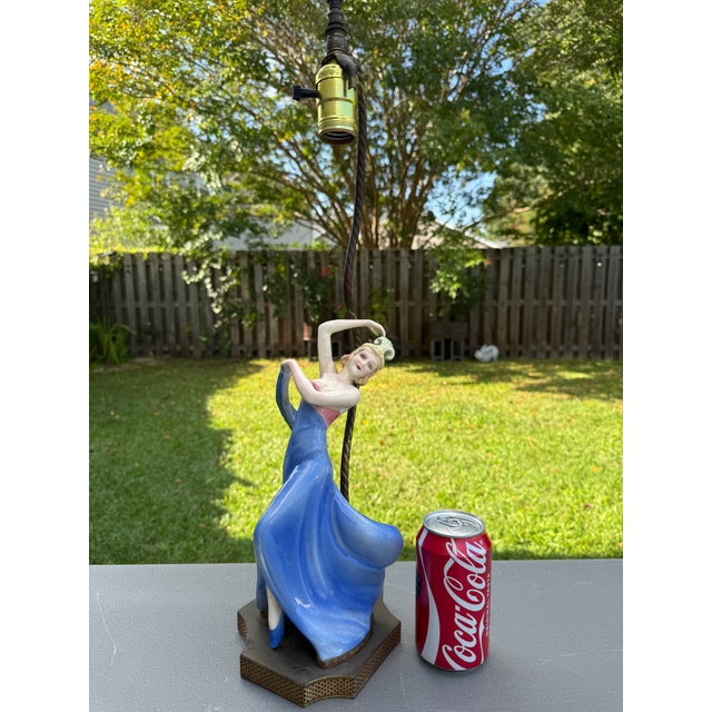 Art Deco 1930s Art Deco Porcelain Dancer Table Lamp German Flapper Attrib. Goldscheider For Sale - Image 3 of 18