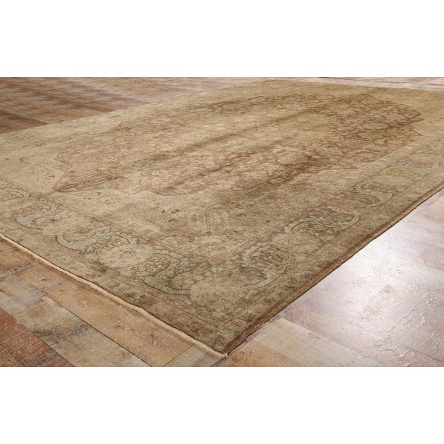 Tan Vintage Persian Tabriz Rug - 9'9 x 13' For Sale - Image 8 of 10