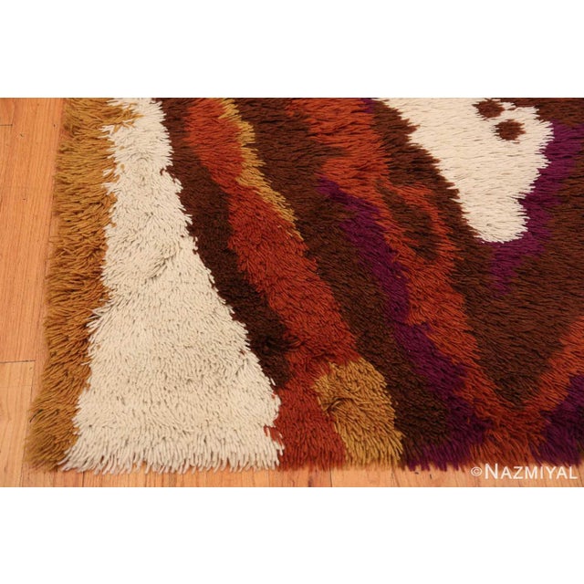 Mid-Century Modern Nazmiyal Collection Vintage Swedish Scandinavian Shag Rya Rug For Sale - Image 3 of 6
