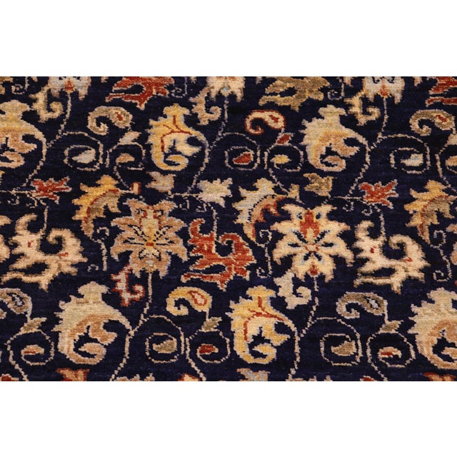 1990s Classic Ziegler Blue Beige Hand-Knotted Wool Rug - 8'0'' X 9'9'' For Sale - Image 5 of 8