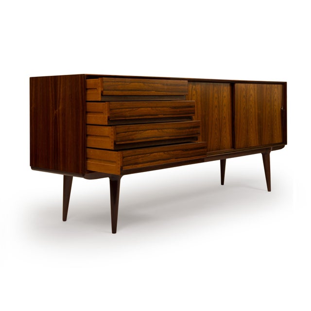 Mid-Century Modern Vintage Danish Mid-Century Omann Jun Møbelfabrik Model 18 Rosewood Credenza 1960s For Sale - Image 3 of 11