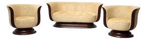 Art Deco Tulip 2-Seater Sofa and Club Chairs from Hotel Le Malandre, Set of 3
