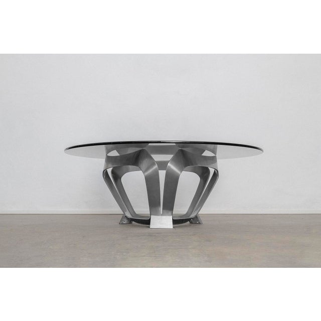 Gray Vintage Coffee Table in Aluminum and Smoked Glass by Knut Hesterberg for Ronald Schmitt, 1970s For Sale - Image 8 of 8