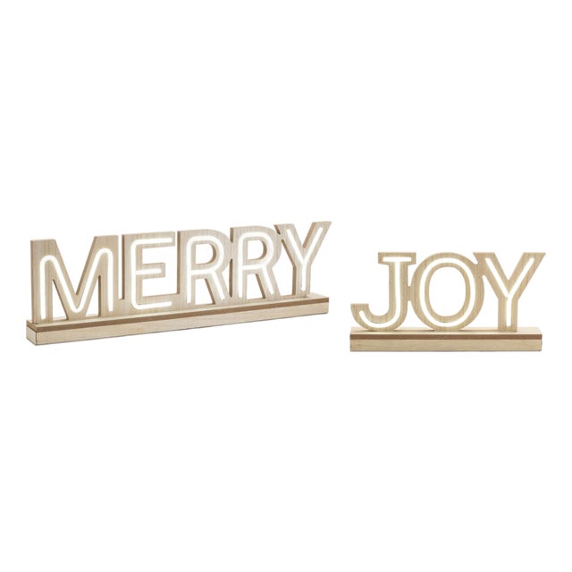 LED Joy and Merry Tabletop Sign (Set of 2) For Sale