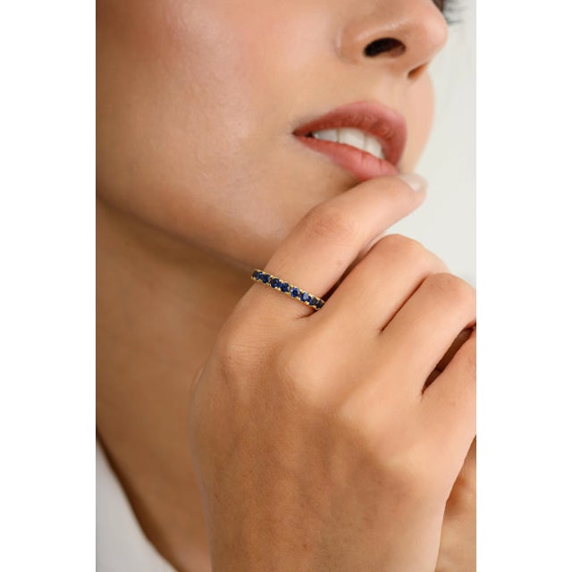 Not Yet Made - Made To Order Full Eternity Sapphire Unisex Band Ring in 14k Gold Size 5.5 For Sale - Image 5 of 12