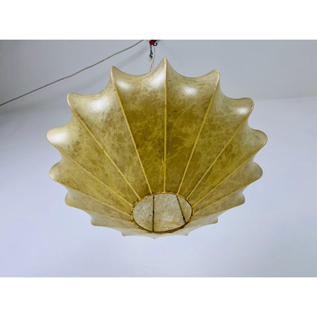 Yellow Mid-Century Modern Cocoon Pendant Light, 1960s, Italy For Sale - Image 8 of 11
