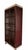 A striking contemporary display cabinet featuring rich cherry-finished wood, glass-paneled doors, four glass display...