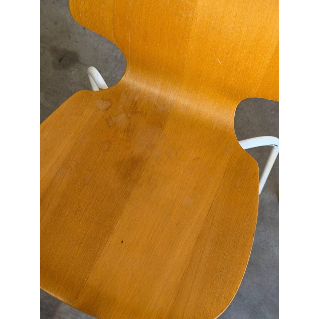 Brown Mid 20th Century Set of 8 Danish Modern Bentwood Dining Chairs White Metal Mid Century Chairs For Sale - Image 8 of 10