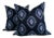 Navy and Ivory Linen Abstract Embroidered Pillow Covers, a Pair For Sale
