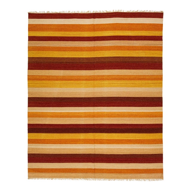 2020s Modern Kilim Handmade Multicolor Geometric Wool Rug For Sale