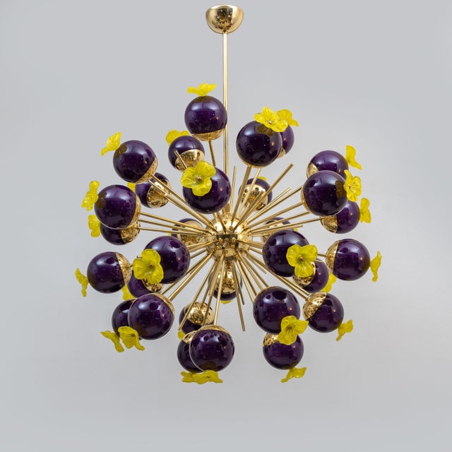 Italian Sputnik Chandelier in Murano Glass and Brass, 2010 For Sale - Image 12 of 12