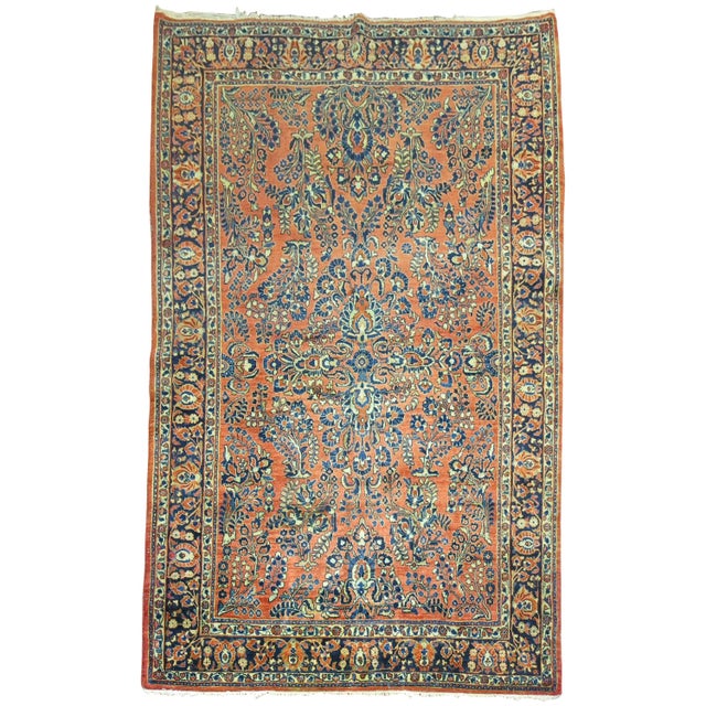 Textile Antique Persian Sarouk Intermediate Size Rug For Sale - Image 7 of 18