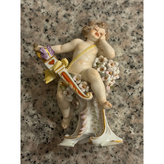 Meissen Antique 5” Porcelain “Cupid With a Bow” Q162 Gustav Stellmacher 1897 For Sale - Image 12 of 12