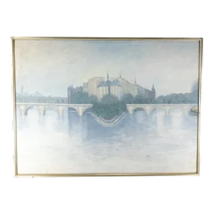 20th Century French Impressionist Cityscape Painting of Paris, Unsigned