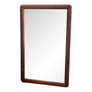 Mid 20th Century Large Oak Wood Framed Mirror For Sale