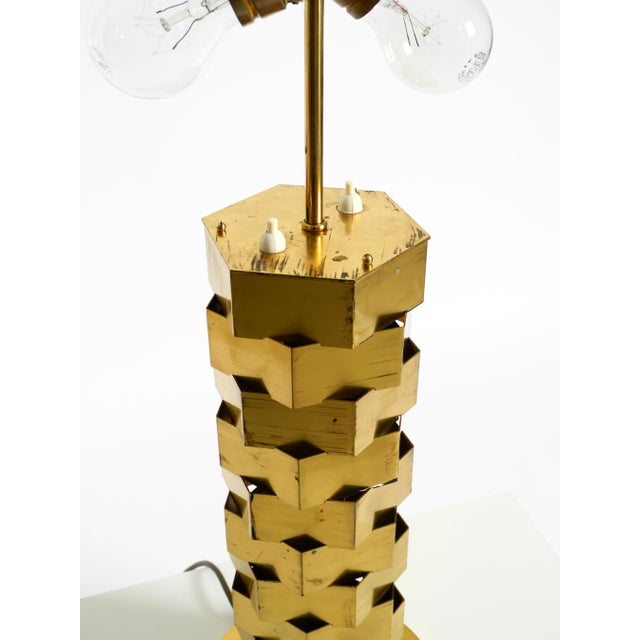 Large Brass Table Lamp with an Illuminated Base by Vereinigte Werkstätten, 1960s For Sale - Image 10 of 18