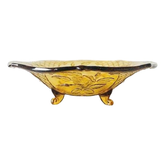 Vintage Rüdesheim Fruit Bowl in Amber Glass from Walther & Sons For Sale