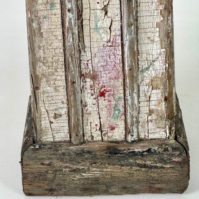 Early 20th Century Architectural Salvage Column Like Wood Hitching Post Pedestal, Naturally Distressed For Sale - Image 9 of 15