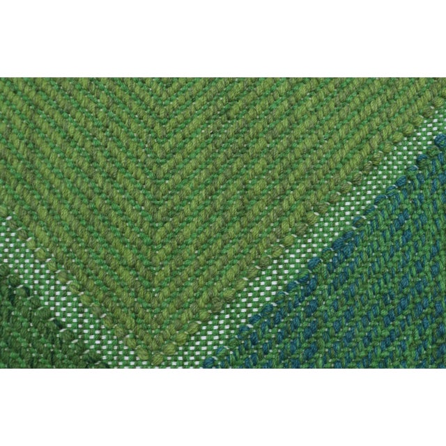 Early 21st Century Scandinavian Flat Weave Rug With Geometric Patterns in Lush Greens 4'0 X 6'2 For Sale - Image 5 of 11