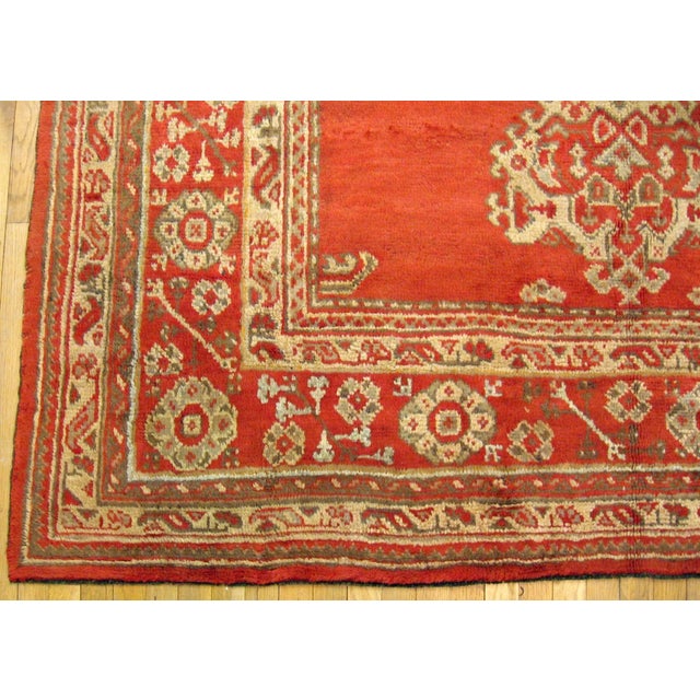 Antique Hand-Knotted Turkish Oushak Oriental Carpet For Sale - Image 4 of 4