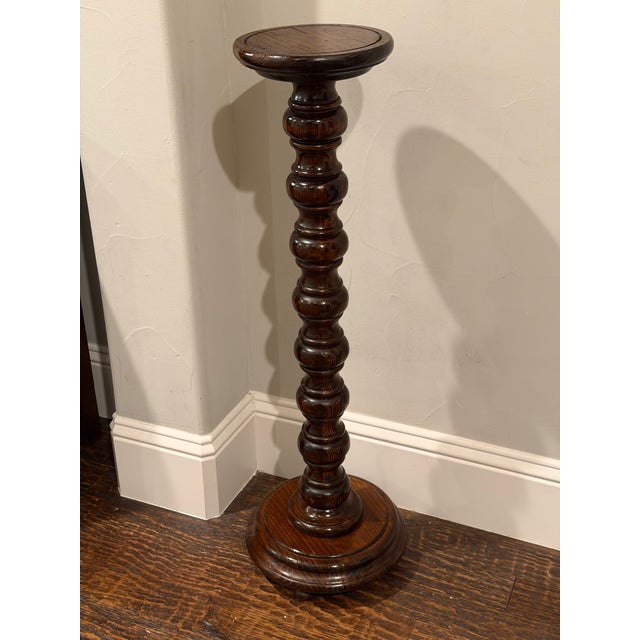 Vintage Monumental Bobbin-Turned Wood Display Pedestal or Plant Stand, 37.5” For Sale - Image 9 of 18